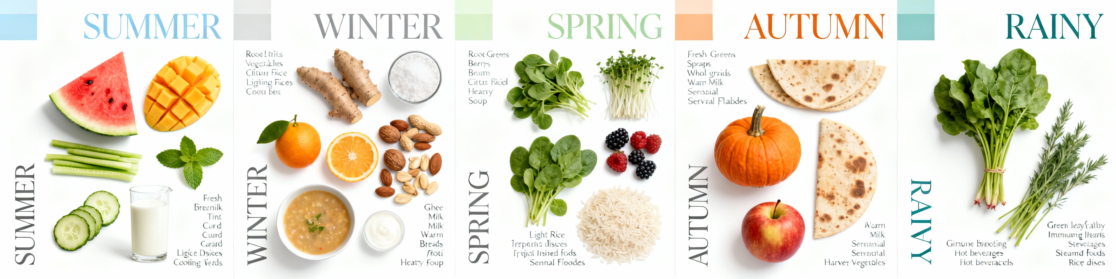 मौसमी चुनाव - गर्मी, सर्दी, बसंत, पतझड़, मानसून